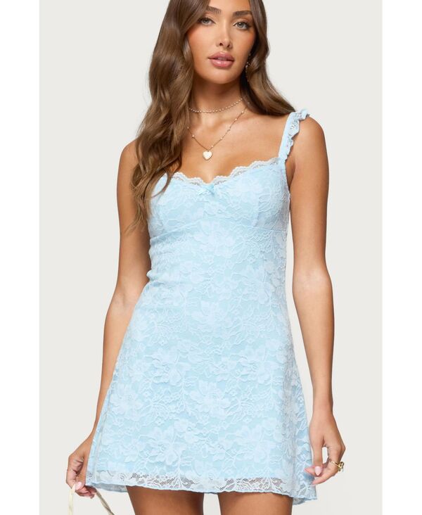 アディクテッド レディース トップス ワンピース ミニワンピース ミニ レース Edikted Womens Stephanie Lace Mini Dress Light-blue ブルー 9,975円