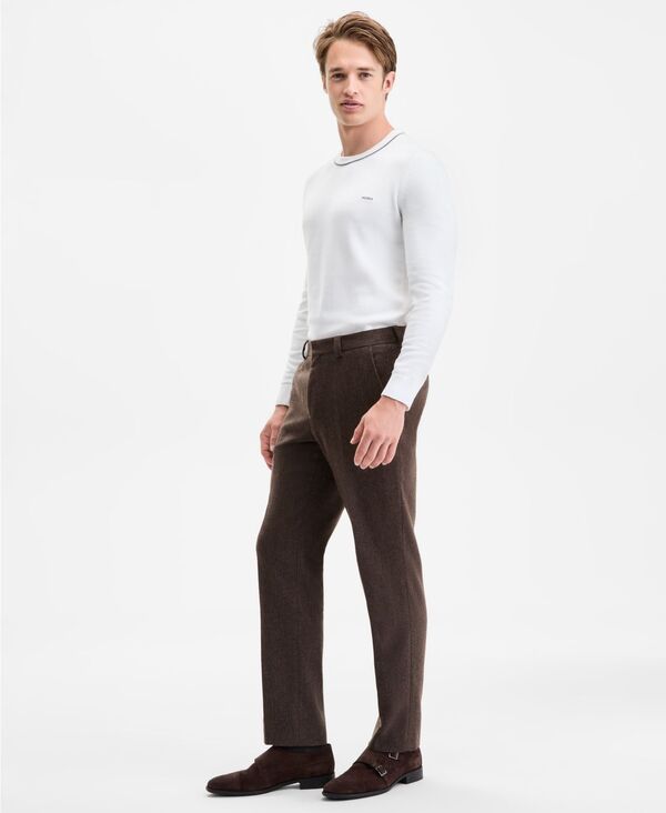 ヒューゴボス メンズ ボトムス カジュアルパンツ パンツ Hugo Boss Men's Modern-Fit Herringbone Suit Pants Brown ブラウン