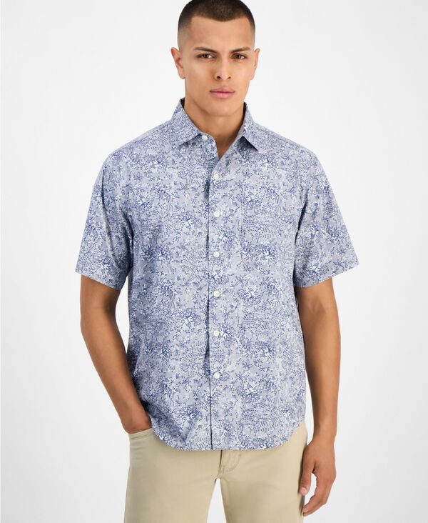 トッミーバハマ メンズ トップス シャツ コットン Tommy Bahama Men's Tropical Twilight Cotton Chambray Shirt Bering Blue ブルー|ReVida 店