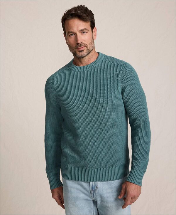 ランズエンド メンズ アウター ニット・セーター クルーネック セーター コットン Lands' End Men's Cotton Drifter Saddle Crewneck Shaker Sweater Tourmaline