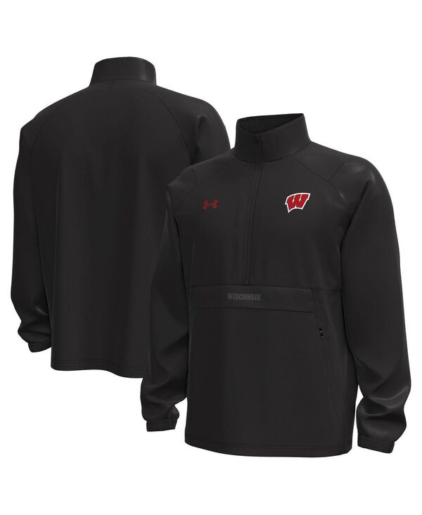 アンダーアーマー メンズ アウター ジャケット・ブルゾン ジャケット Under Armour Men's Black Wisconsin Badgers Unstoppable Woven Anorak Half-Zip Jacket Black ブラック