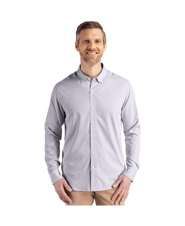 カッターアンドバック メンズ トップス シャツ Cutter & Buck Men's Skyline Epic Confidence Recycled Pinstripe Long Sleeve Dress Shirt Elemental grey/white ホワイト