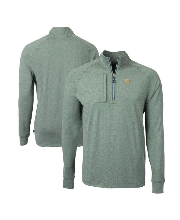 截断機アンドうしろ側 メンズ アウター パーカー・スウェット 編み物 ロゴタイプ Cutter \u0026 Buck Men\u0027s Heather Green Notre Dame Fighting Irish Alumni Logo Adapt Knit Heathered Quarter-Zip Pullover Top Heather Green ギョリュウモドキ