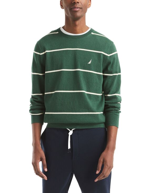 ナウティカ メンズ アウター ニット・セーター クルーネック セーター Nautica Men's Performance Striped Crewneck Sweater Rainforest Heather ヘザー