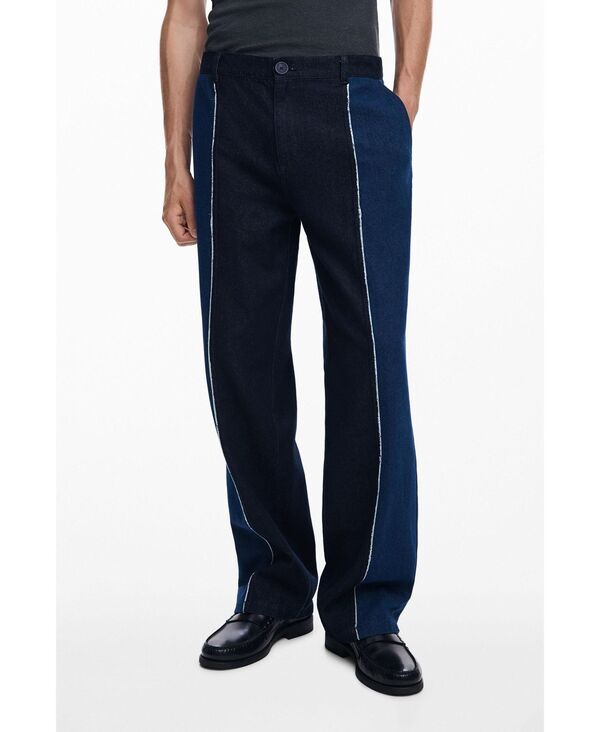 デジグアル メンズ ボトムス デニムパンツ パンツ デニム Desigual Men's Combined denim trousers Blue ブルー|ReVida 店