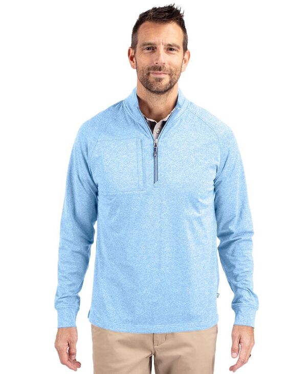 截断機アンドうしろ側 メンズ アウター 編み物・スウェーター ハーフジップ 編み物 Cutter \u0026 Buck Adapt Eco Knit Heather Mens Quarter Zip Pullover Atlas heather ギョリュウモドキ