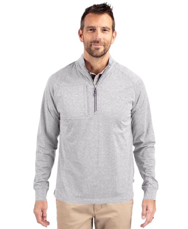 截断機アンドうしろ側 メンズ アウター 編み物・スウェーター ハーフジップ 編み物 Cutter \u0026 Buck Adapt Eco Knit Heather Mens Quarter Zip Pullover Polished heather ギョリュウモドキ