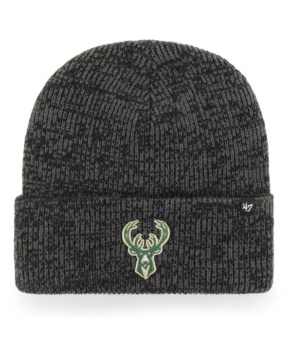 47 ブランド メンズ アクセサリー 帽子 ニット '47 Brand Men's '47 Black Milwaukee Bucks Brain Freeze Cuffed Knit Hat Black ブラック
