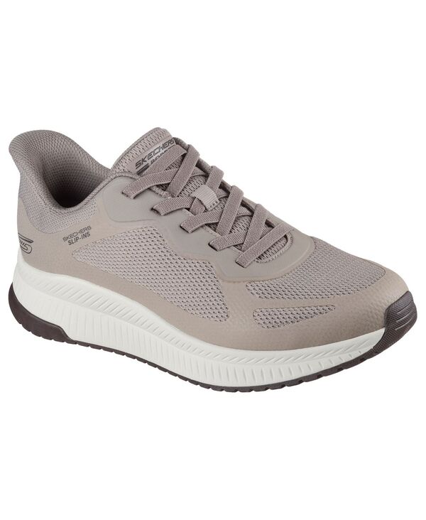 スケッチャーズ メンズ シューズ スニーカー Skechers Men's Slip-ins: BOBS Sport Squad Chaos 4 Casual Sneakers from Finish Line Dark Taupe White ホワイト｜ReVida 店