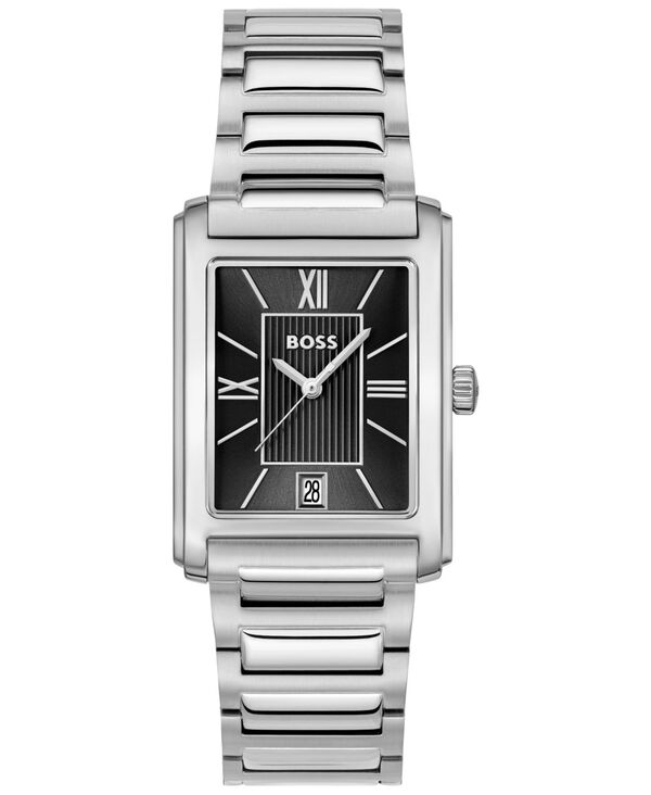 ヒューゴボス メンズ アクセサリー 腕時計 Tシャツ Hugo Boss Men\'s Principle Dress Quartz Basic Calendar Stainless Steel Watch 28 x 39mm Silver-tone シルバー