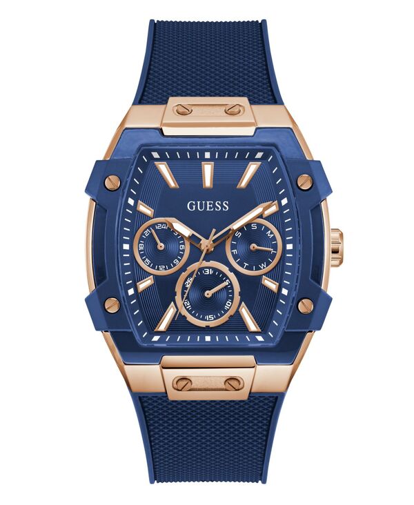 ゲス メンズ アクセサリー 腕時計 GUESS Men's Blue Rose Gold Tone Multi-function Watch 44mm Rose Gold Tone ゴールド｜ReVida 店
