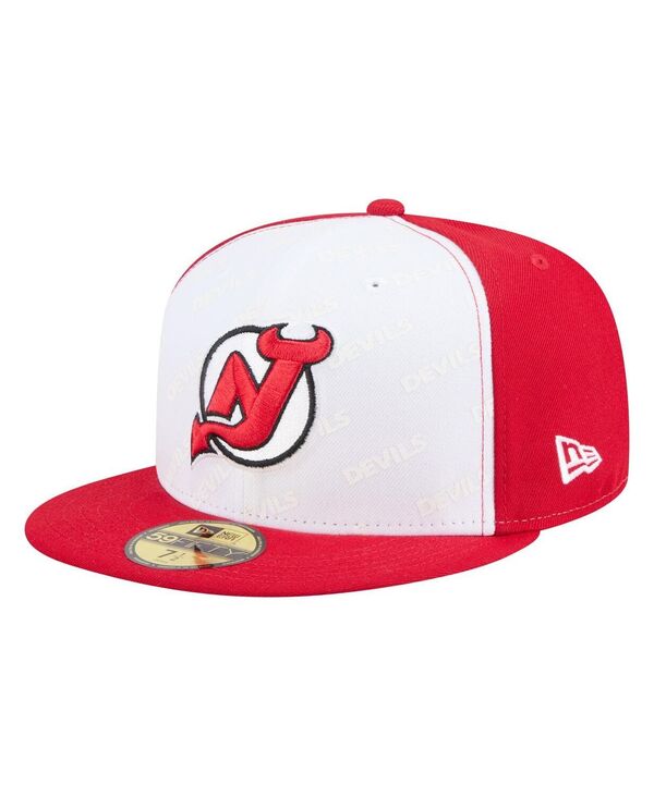 ニューエラ メンズ アクセサリー 帽子 ジャージー New Era Men's White/Red New Jersey Devils Repeat Two-Tone 59FIFTY Fitted Hat White Red ホワイト
