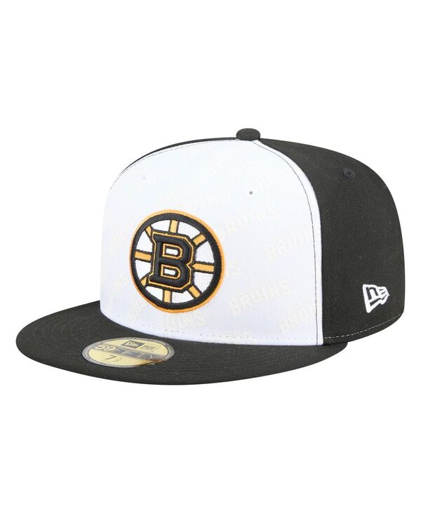 ニューエラ メンズ アクセサリー 帽子 New Era Men's White/Black Boston Bruins Repeat Two-Tone 59FIFTY Fitted Hat White Black ホワイト