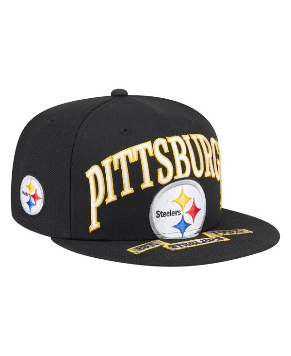 ニューエラ メンズ アクセサリー 帽子 Tシャツ New Era Men's Black Pittsburgh Steelers Oversized 59FIFTY Fitted Hat Black ブラック