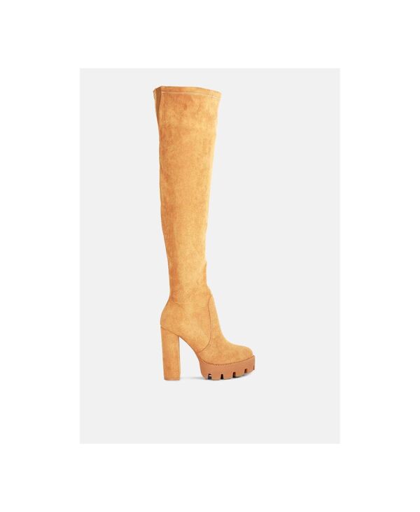 ロンドンラグ レディース シューズ ブーツ・レインブーツ スエード ブーツ London Rag Maple Faux Suede Long Boots Women Beige/khaki カーキ