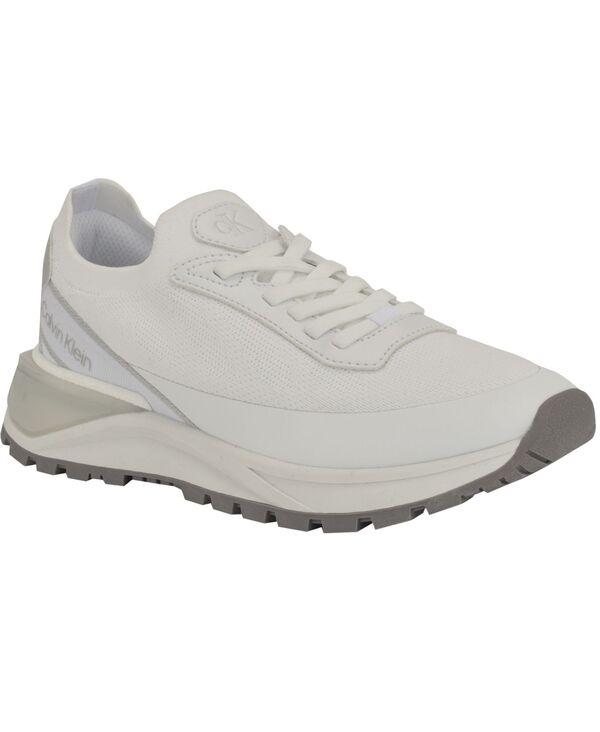 カルバンクライン レディース シューズ スニーカー ニット Calvin Klein Women Geneo Lightweight Knit Sneakers White/Silver ホワイト