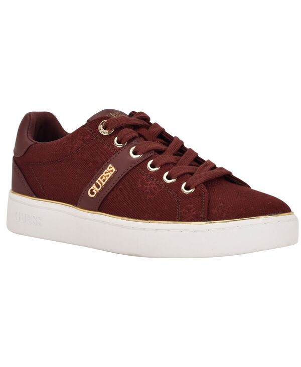 ゲス レディース シューズ スニーカー レース GUESS Women's Britz Low Profile Lace-Up Sneakers Dark Red Logo レッド