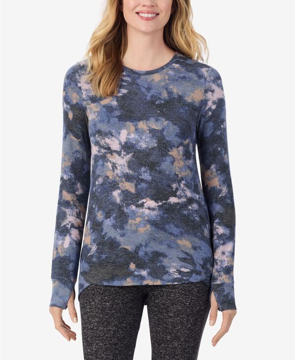 クドルドッズ レディース トップス シャツ クルーネック プチ ニット Cuddl Duds Petite Soft Knit Crewneck Top Bluemulti