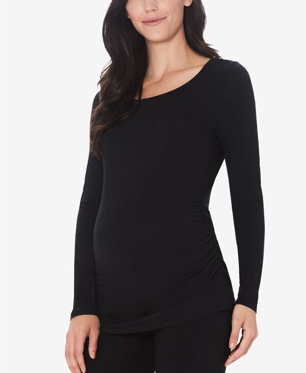クドルドッズ レディース トップス シャツ プチ マタニティ Cuddl Duds Petite Maternity Ballet Neck Long Sleeve Top Black ブラック