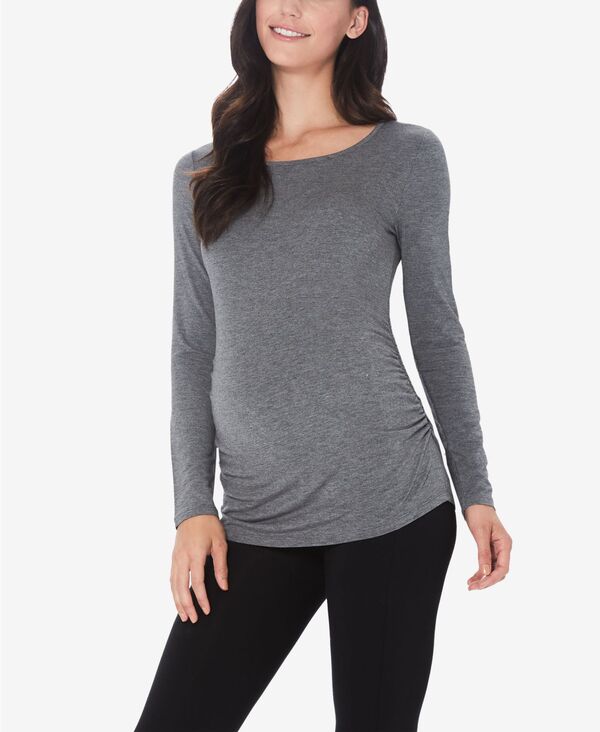 クドルドッズ レディース トップス シャツ プチ マタニティ Cuddl Duds Petite Maternity Ballet Neck Long Sleeve Top Heather coal ヘザー