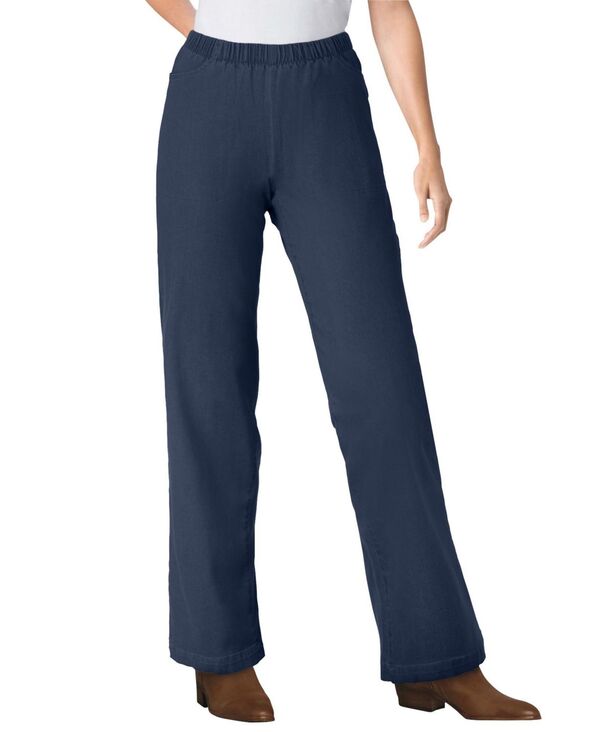 ウーマン ウィズイン レディース ボトムス デニムパンツ プチ デニム ジーンズ Woman Within Petite Within Fineline Stretch Denim Wide-Leg Pull-On Jeans Navy ネイビー