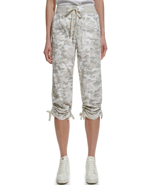 ダナ キャラン ニューヨーク レディース ボトムス カジュアルパンツ カーゴパンツ パンツ コットン キャップ DKNY Women's Convertible Capri Cotton Poplin Cargo Pants Camo Sand サンド｜ReVida 店