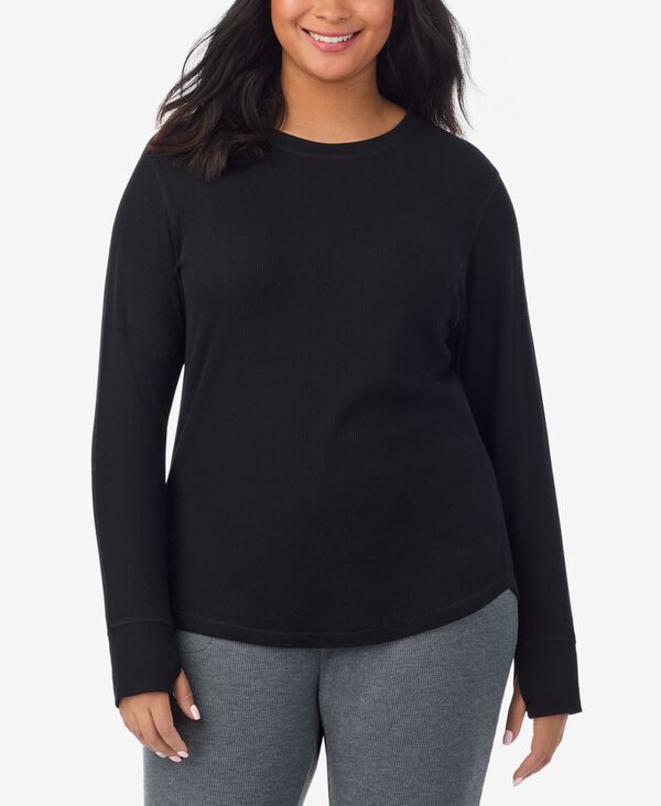 クドルドッズ レディース トップス シャツ クルーネック プラスサイズ Cuddl Duds Plus Size Cozy Stretch Thermal Crew Neck Top Black ブラック