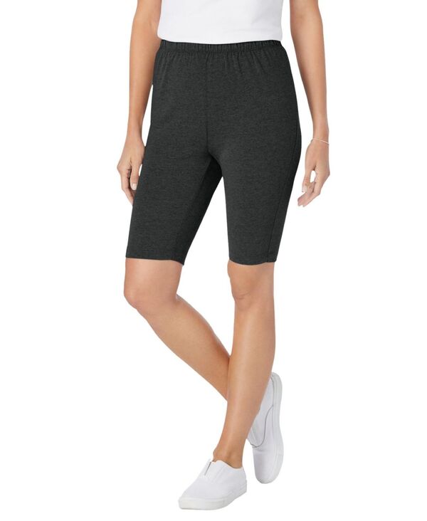 ウーマン ウィズイン レディース ボトムス ハーフパンツ・ショーツ プラスサイズ コットン Woman Within Plus Size Within Stretch Cotton Bike Short Heather charcoal チャコール｜ReVida 店