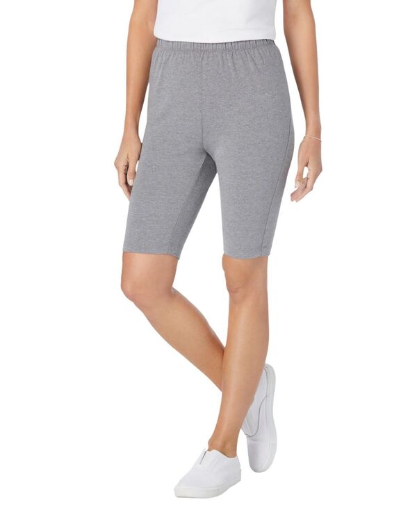 ウーマン ウィズイン レディース ボトムス ハーフパンツ・ショーツ プラスサイズ コットン Woman Within Plus Size Within Stretch Cotton Bike Short Medium heather grey グレー｜ReVida 店