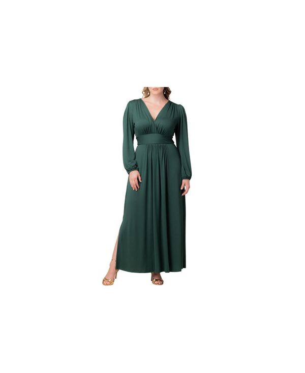 キヨナ レディース トップス ワンピース マキシワンピース プラスサイズ マキシ Kiyonna Plus Size Kelsey Long Sleeve Maxi Dress Hunter green グリーン