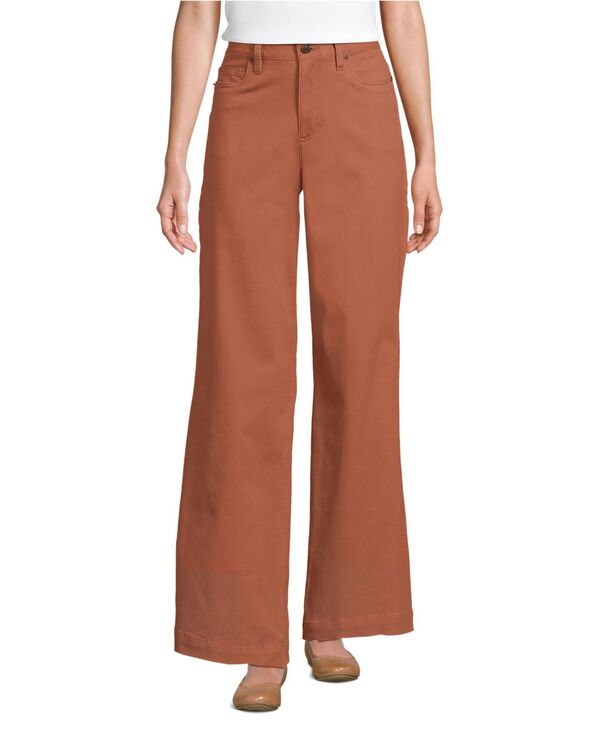 ランズエンド レディース ボトムス カジュアルパンツ ワイドレッグ パンツ Lands' End Women's High Rise 5 Pocket Wide Leg Chino Pants Rich ginger brown ブラウン