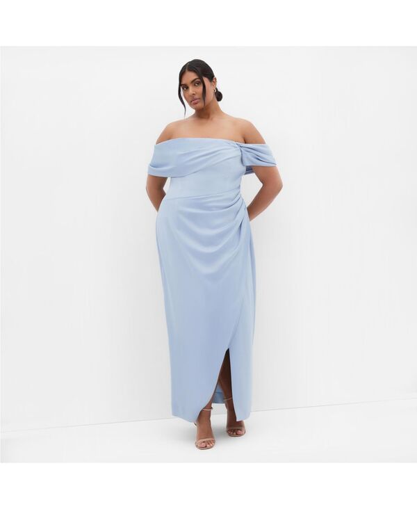 シティーシック レディース トップス ワンピース マキシワンピース プラスサイズ マキシ CITY CHIC Plus Size Paloma Off Shoulder Maxi Dress Dusty blue ブルー