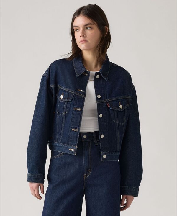 リーバイス レディース アウター パーカー・スウェット ジャケット Levi's Women's Shrunken '90s Trucker Jacket Blue ブルー|ReVida 店