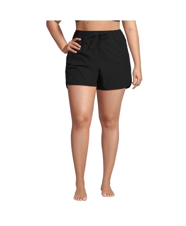 ランズエンド レディース ボトムス ハーフパンツ・ショーツ プラスサイズ ショートパンツ Lands' End Plus Size 3 Packable Cover-up Swim Shorts Black ブラック