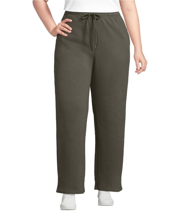 ランズエンド レディース ボトムス カジュアルパンツ ストレート プラスサイズ パンツ Lands' End Plus Size Serious Sweats High Rise Relaxed Straight Leg Pants - Set Bottom Forest moss フォレスト