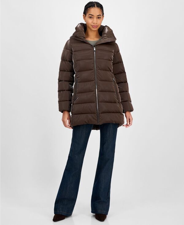 ビーシービージーマックスアズリア レディース アウター ジャケット・ブルゾン コート BCBGMAXAZRIA Women's Hooded Puffer Coat Espresso