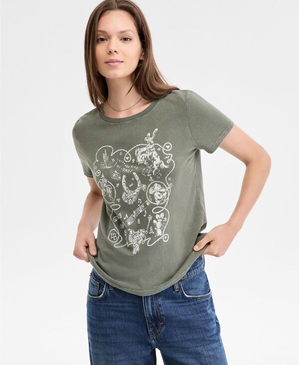 ラッキーブランド レディース トップス シャツ Tシャツ Lucky Brand Women's Western Rope Frame Classic Crew Tee Thyme