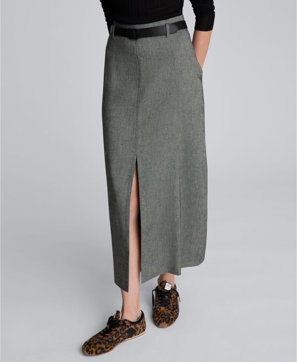 ケネスコール レディース ボトムス スカート ミディ Kenneth Cole Women's Herringbone Side Zipper Midi Skirt Black/Oyster ブラック