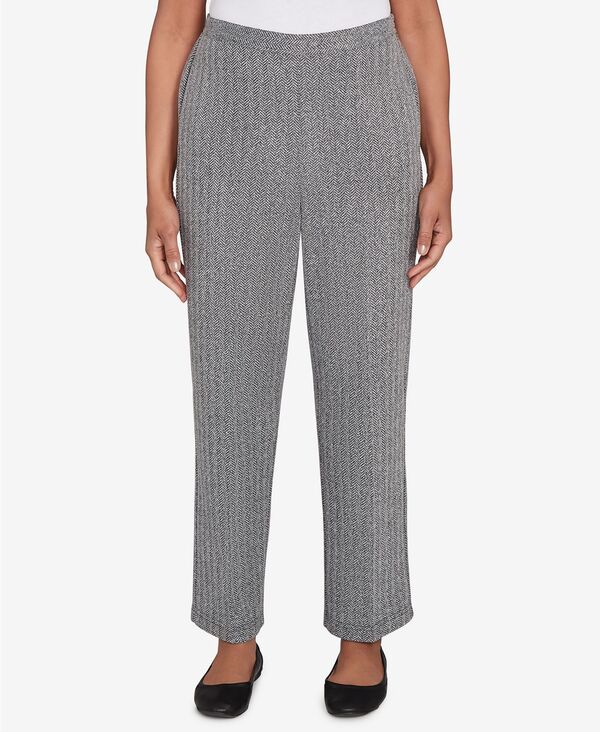 アルフレッド ダナー レディース ボトムス カジュアルパンツ パンツ ニット Alfred Dunner Women's Jet Setter Herringbone Knit Short Length Pants Black/Ivory アイボリー
