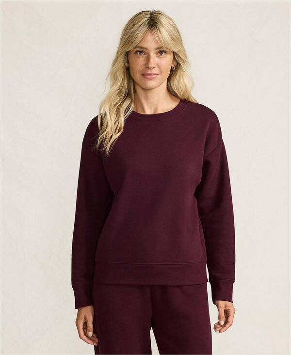 ランズエンド レディース アウター パーカー・スウェット クルーネック スウェット シャツ Lands' End Women's Relaxed Serious Sweats Long Sleeve Crewneck Sweatshirt Lush burgundy バーガンディ|ReVida 店