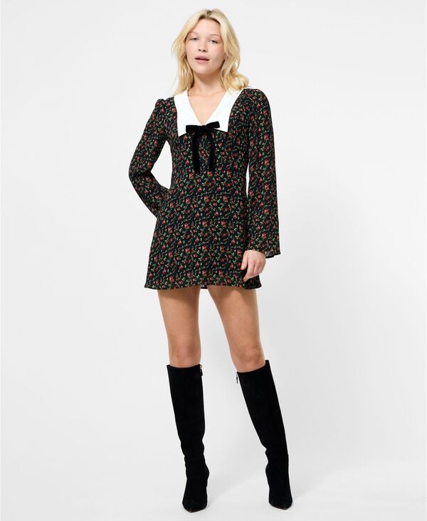 フレンチコネクション レディース トップス ワンピース ミニワンピース プリント ミニ French Connection Women's Printed Long Sleeve Mini Dress 01-Black Julia Ditsy ブラック