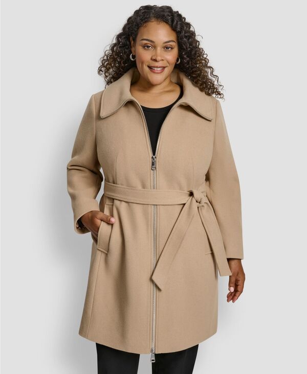 ダナ キャラン ニューヨーク レディース アウター ジャケット・ブルゾン プラスサイズ コート DKNY Plus Size Belted Coat Lt Camel キャメル