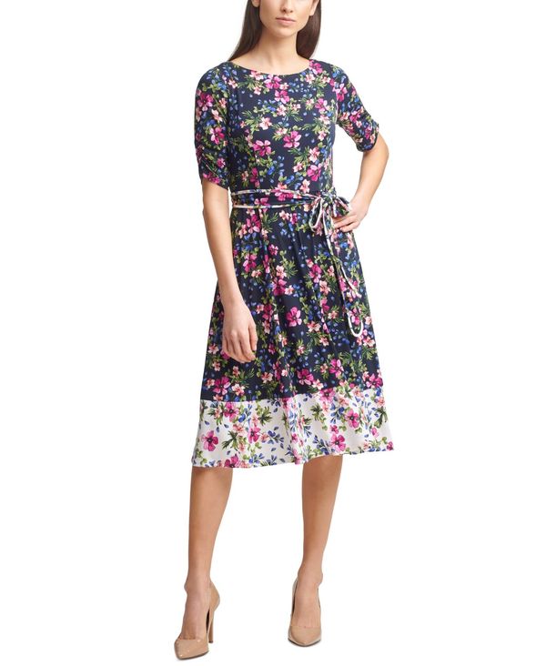 レディースファッション ワンピース レディース ジェシカハワード ワンピース Multi Navy Dress A Line Jersey Floral Print Petite トップス 超人気新品 Eventhalle Bordin De