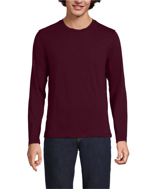 ランズエンド メンズ トップス Tシャツ トール コットン Lands' End Big & Tall Long Sleeve Cotton Supima Tee Lush burgundy バーガンディ