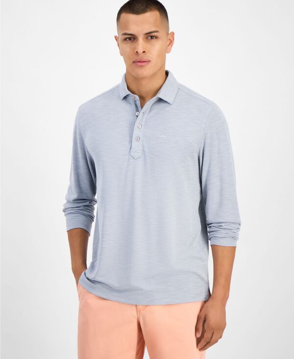 トッミーバハマ メンズ トップス スポーツシャツ 長袖 Tommy Bahama Men\u0027s Golden Sands Long-Sleeve Polo Shirt Iced Slate スレート