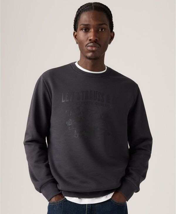 リーバイス メンズ アウター パーカー・スウェット Tシャツ ロゴ Levi's Men's Long Sleeve Batwing Logo T-Shirt Phantom