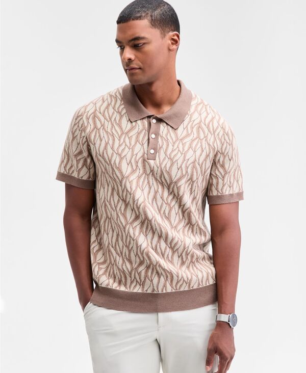 アルファニ メンズ アウター ニット・セーター ポロシャツ セーター Alfani Men's Short Sleeve Birdseye Jacquard Polo Sweater Dill Seed