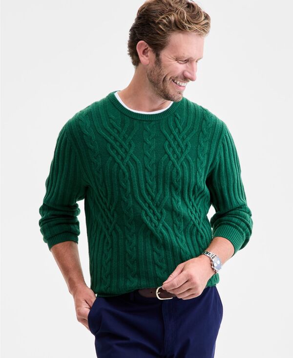 クラブルーム メンズ アウター ニット・セーター クルーネック セーター ニット Club Room Men's Mixed Cable-Knit Crewneck Sweater Bonsai
