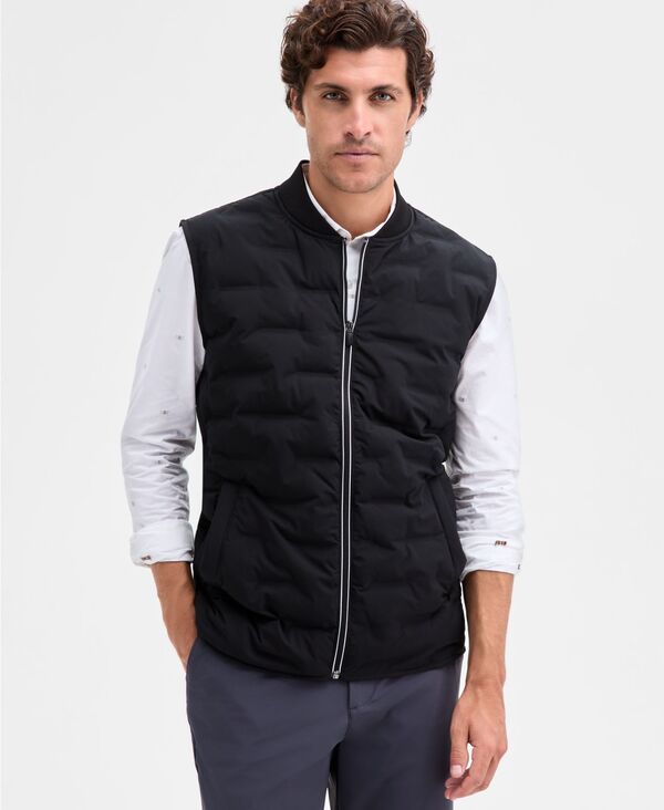 アルファニ メンズ トップス ベスト キルティング Alfani Men's Alfatech Quilted Zip-Front Vest Deep Black ブラック