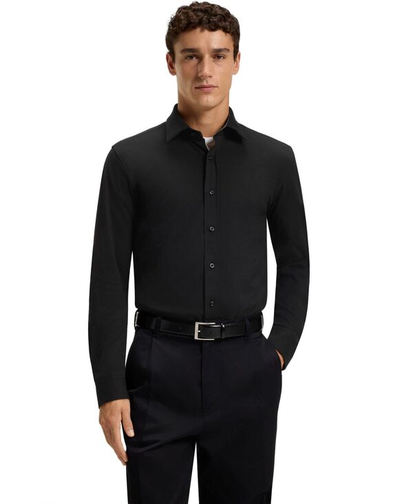 ヒューゴボス メンズ トップス シャツ コットン Hugo Boss Men's Stretch Cotton Slim-Fit Dress Shirt Black ブラック